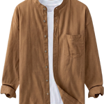 Sahara - Brown men’s buttoned band collar summer shirt