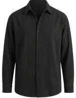 Sorento - Black men’s pleated long sleeve button-up shirt