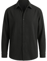 Sorento - Black men’s pleated long sleeve button-up shirt