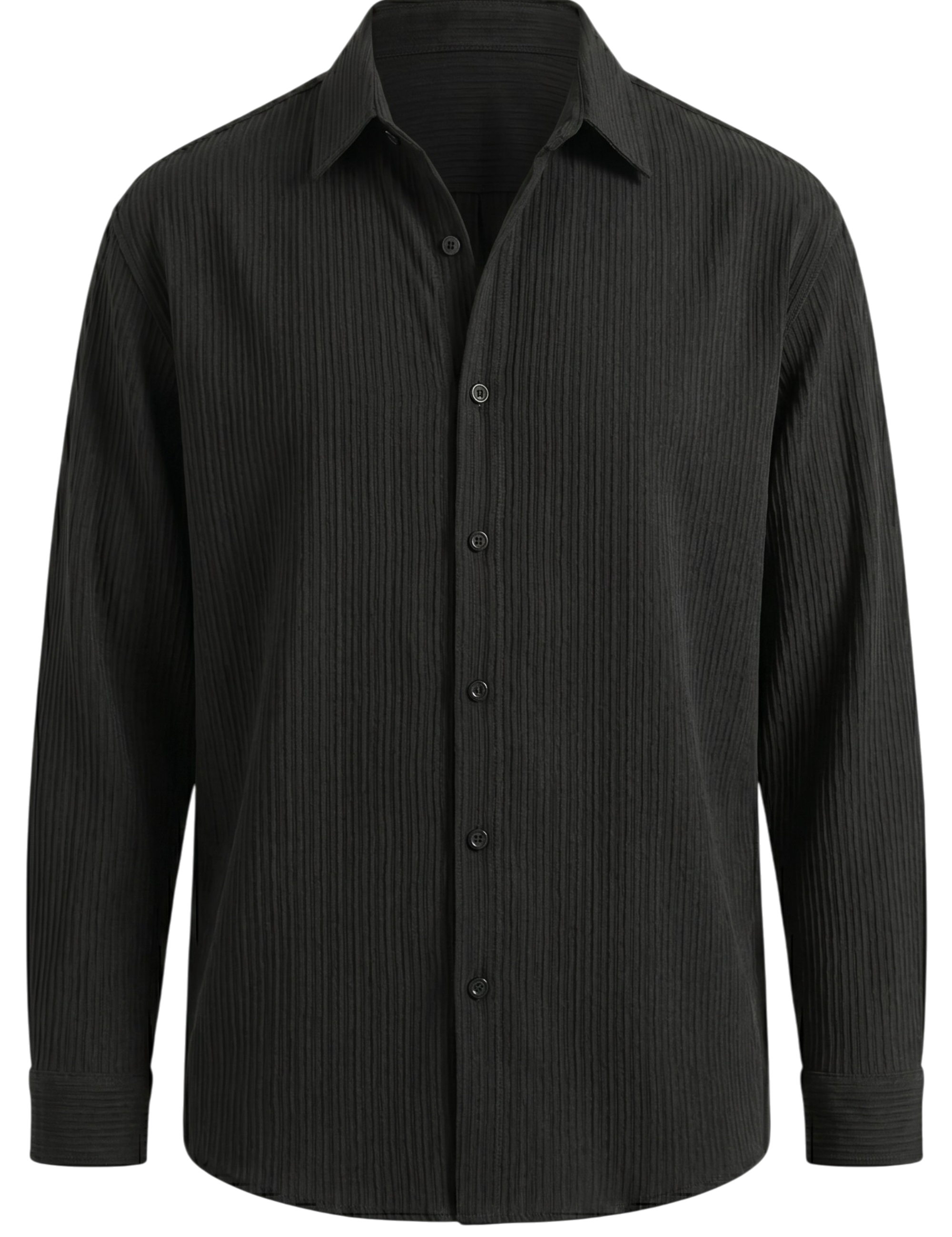 Sorento - Black men’s pleated long sleeve button-up shirt