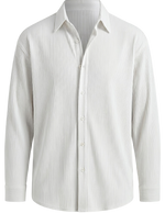 Sorento - White men’s pleated collared button-up summer shirt