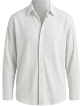 Sorento - White men’s pleated collared button-up summer shirt