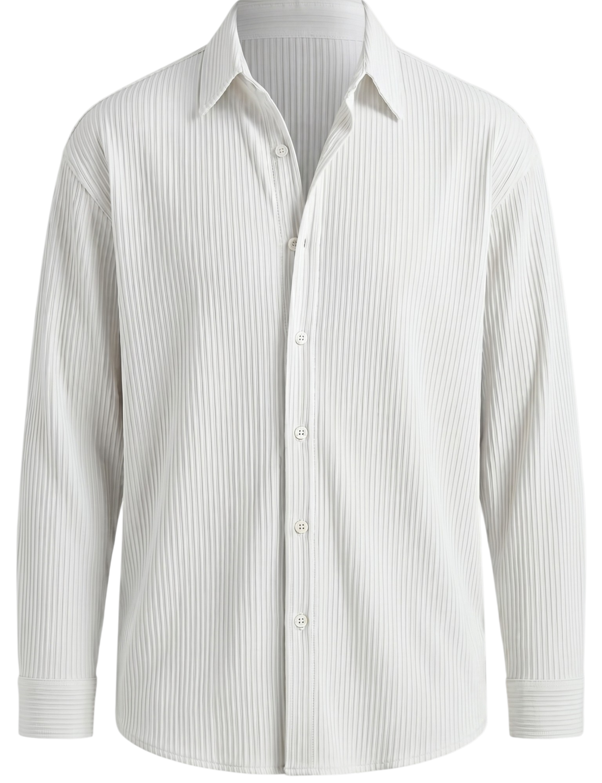 Sorento - White men’s pleated collared button-up summer shirt