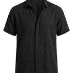 Sorrento - Black men’s lightweight cotton-blend short sleeve shirt