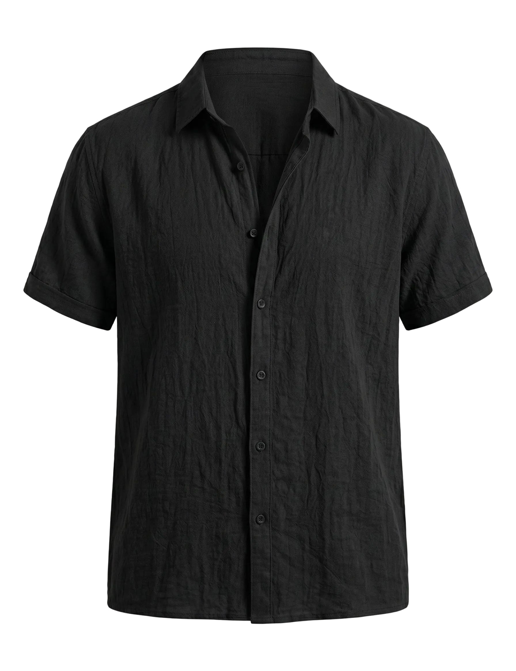 Sorrento - Black men’s lightweight cotton-blend short sleeve shirt