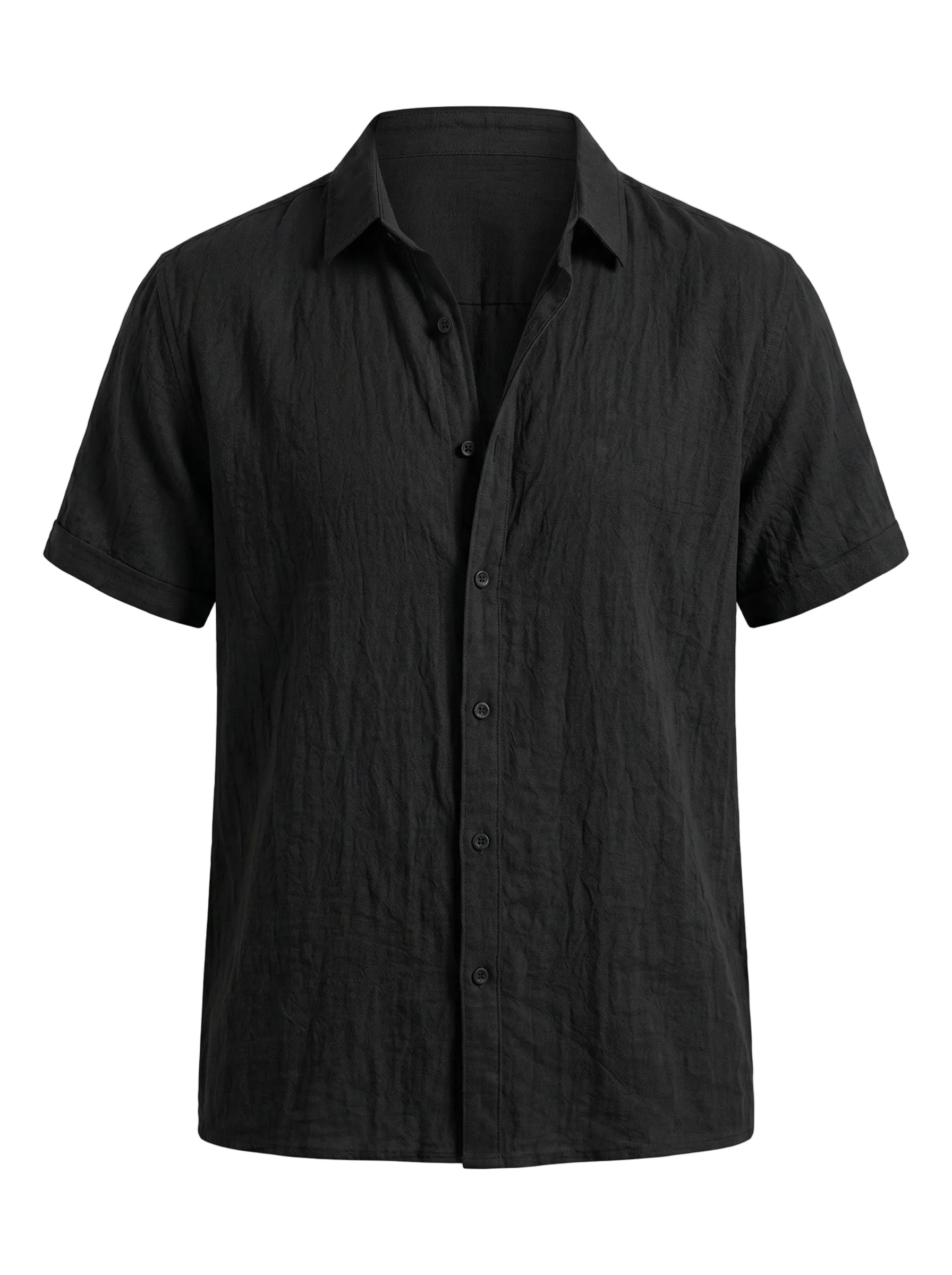 Sorrento - Black men’s lightweight cotton-blend short sleeve shirt