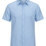 Sorrento - Light blue men’s buttoned cotton-blend summer shirt