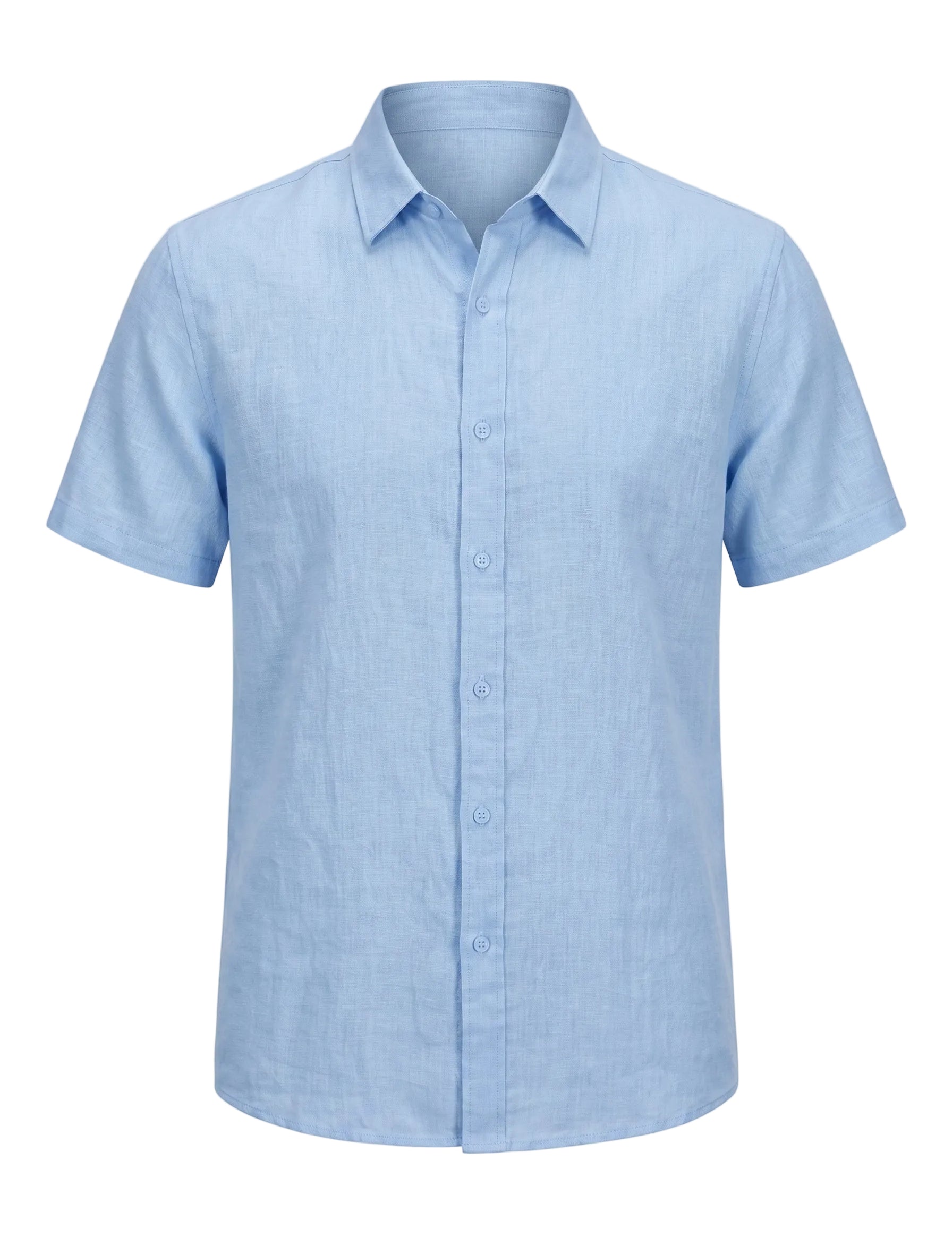 Sorrento - Light blue men’s buttoned cotton-blend summer shirt