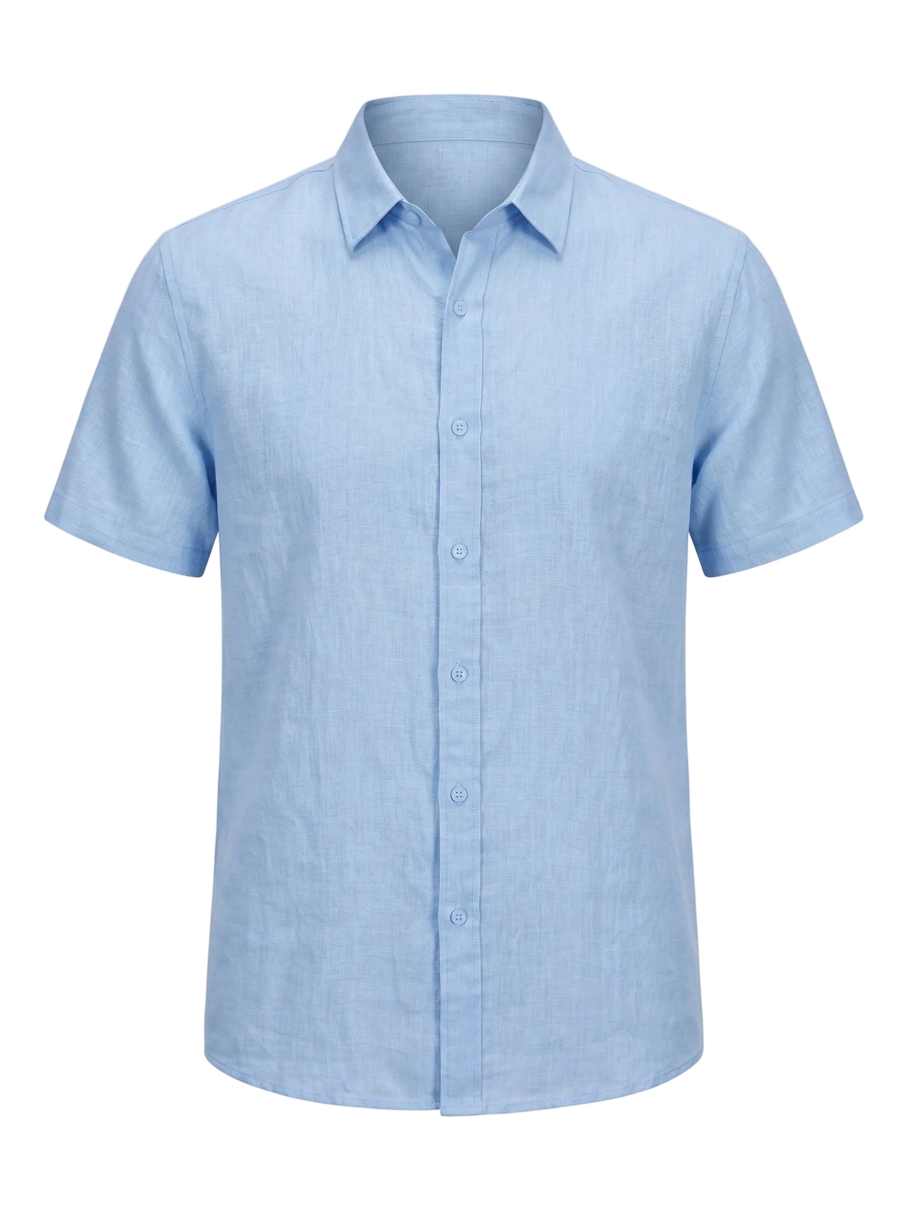 Sorrento - Light blue men’s buttoned cotton-blend summer shirt