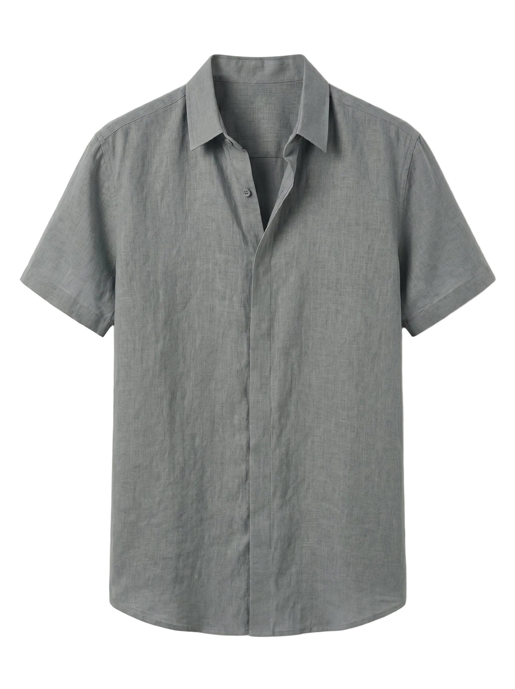 Sorrento - Sage gray men’s breathable buttoned summer shirt 