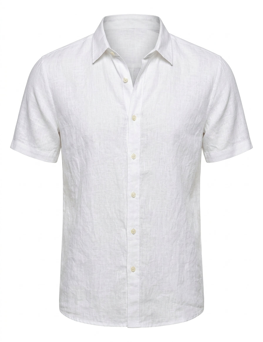 Sorrento - White men’s lightweight cotton-blend short sleeve shirt