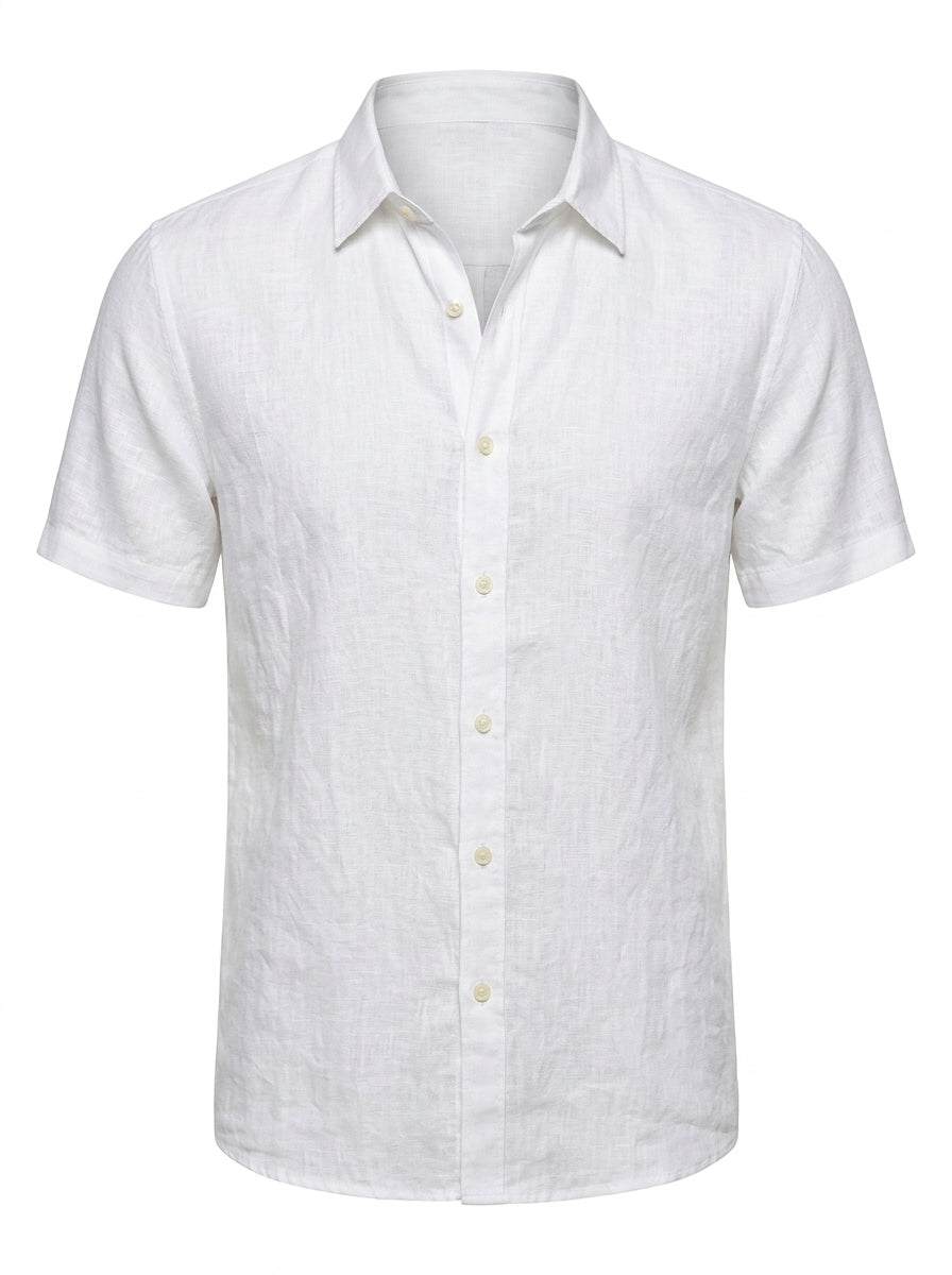 Sorrento - White men’s lightweight cotton-blend short sleeve shirt