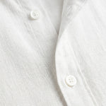 Sorrento - White men’s lightweight cotton-blend short sleeve shirt, Top detail fabric