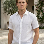 Sorrento - White men’s lightweight cotton-blend short sleeve shirt, upper body hero