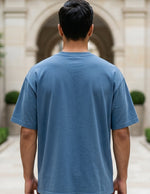 Top back - Dusty blue men’s relaxed cotton short sleeve T-shirt