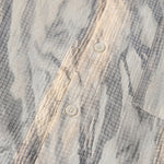 Top fabric detail - White grey abstract men’s textured short sleeve button-up shirt