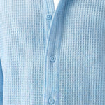 Top fabric detail - Light blue men’s lightweight collared summer shirt