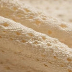 Top fabric detail - Sand beige men’s openwork knit short sleeve summer T-shirt
