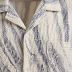 Top fabric detail - White grey marble men’s textured short sleeve button-up shirt