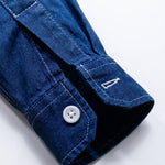 Top fabric detail sleeve - White and blue gradient men’s cotton button-up shirt