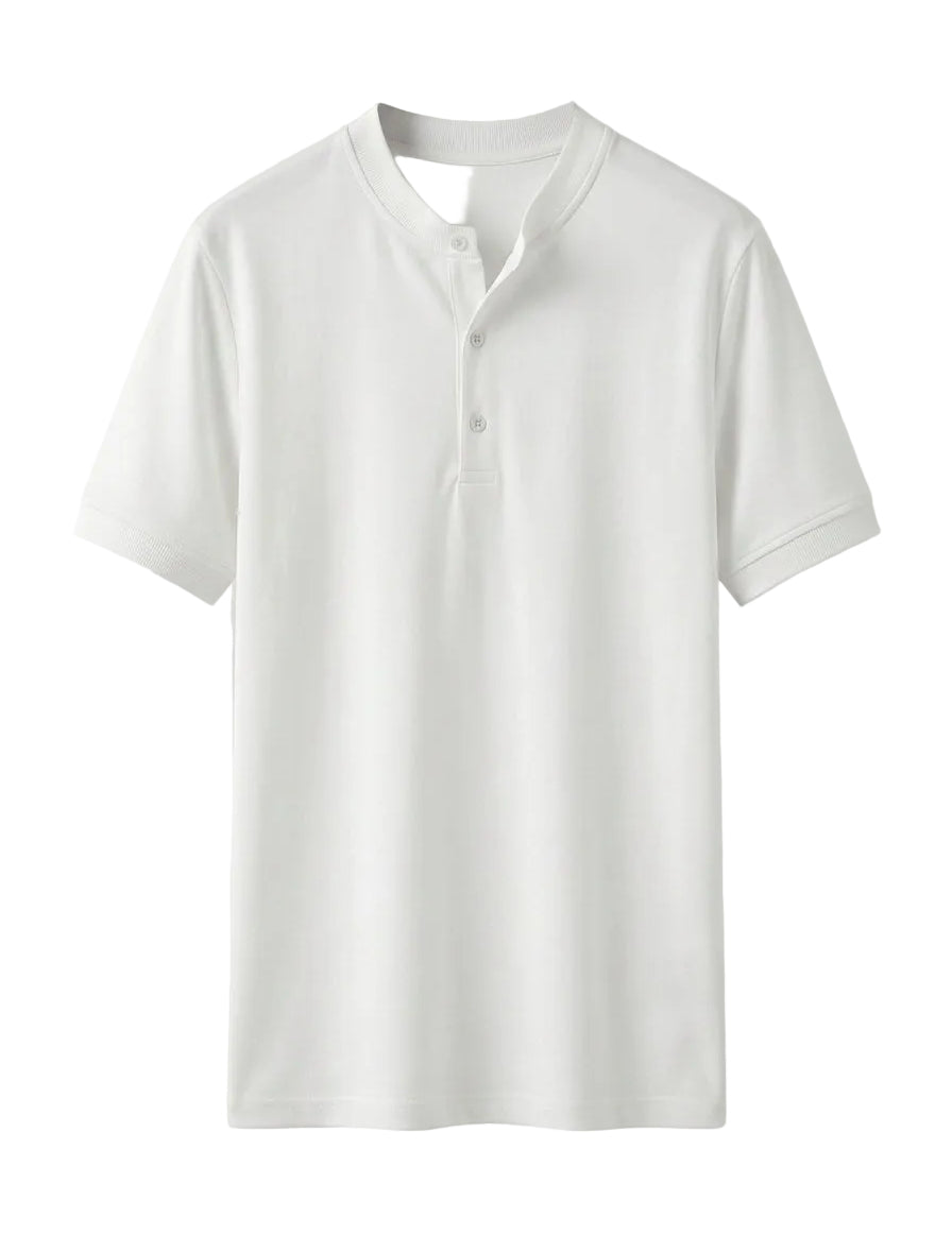 White polo shirt on a light gray background
