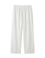 White pants on a light gray background