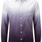 White and purple gradient men’s cotton button-up shirt