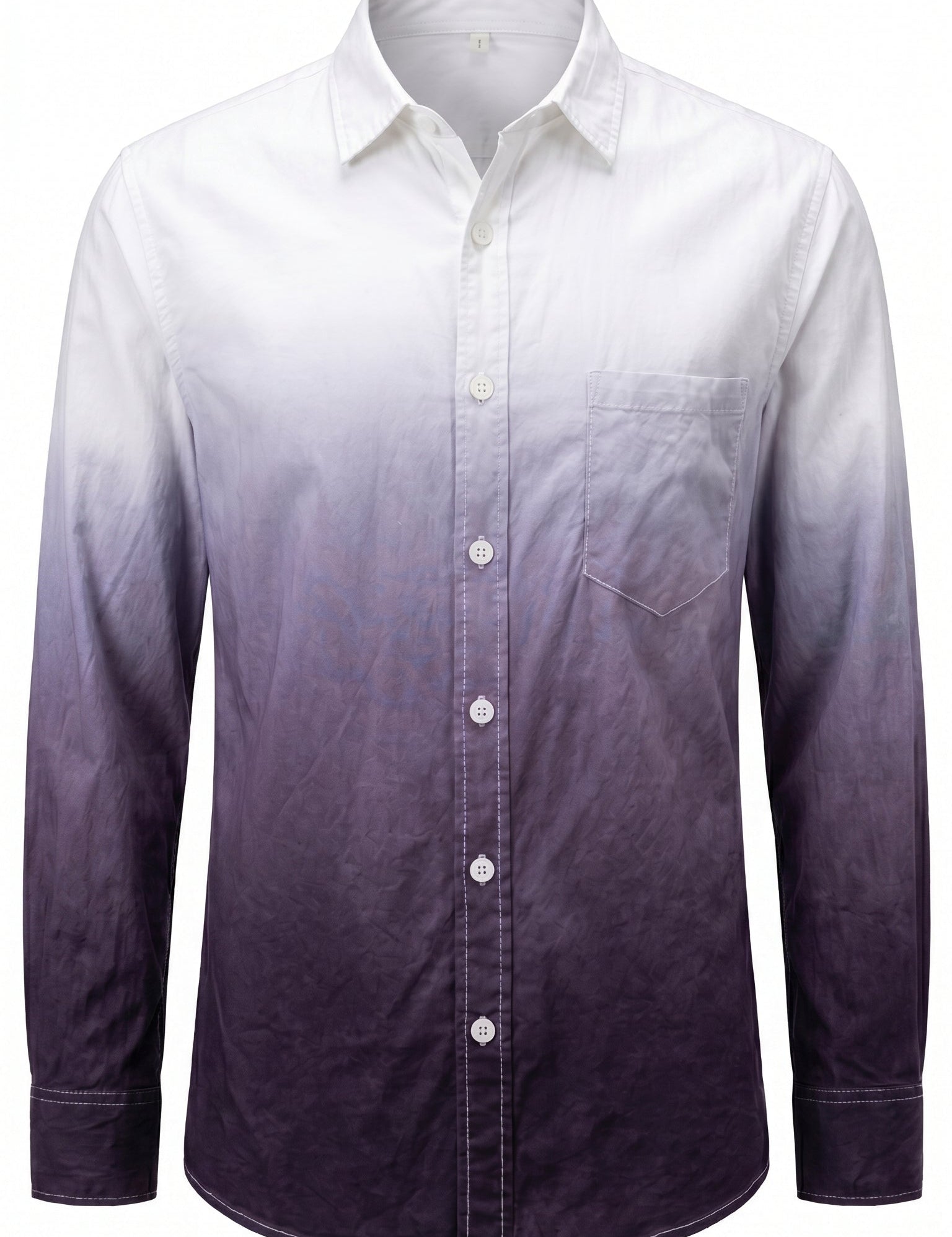 White and purple gradient men’s cotton button-up shirt