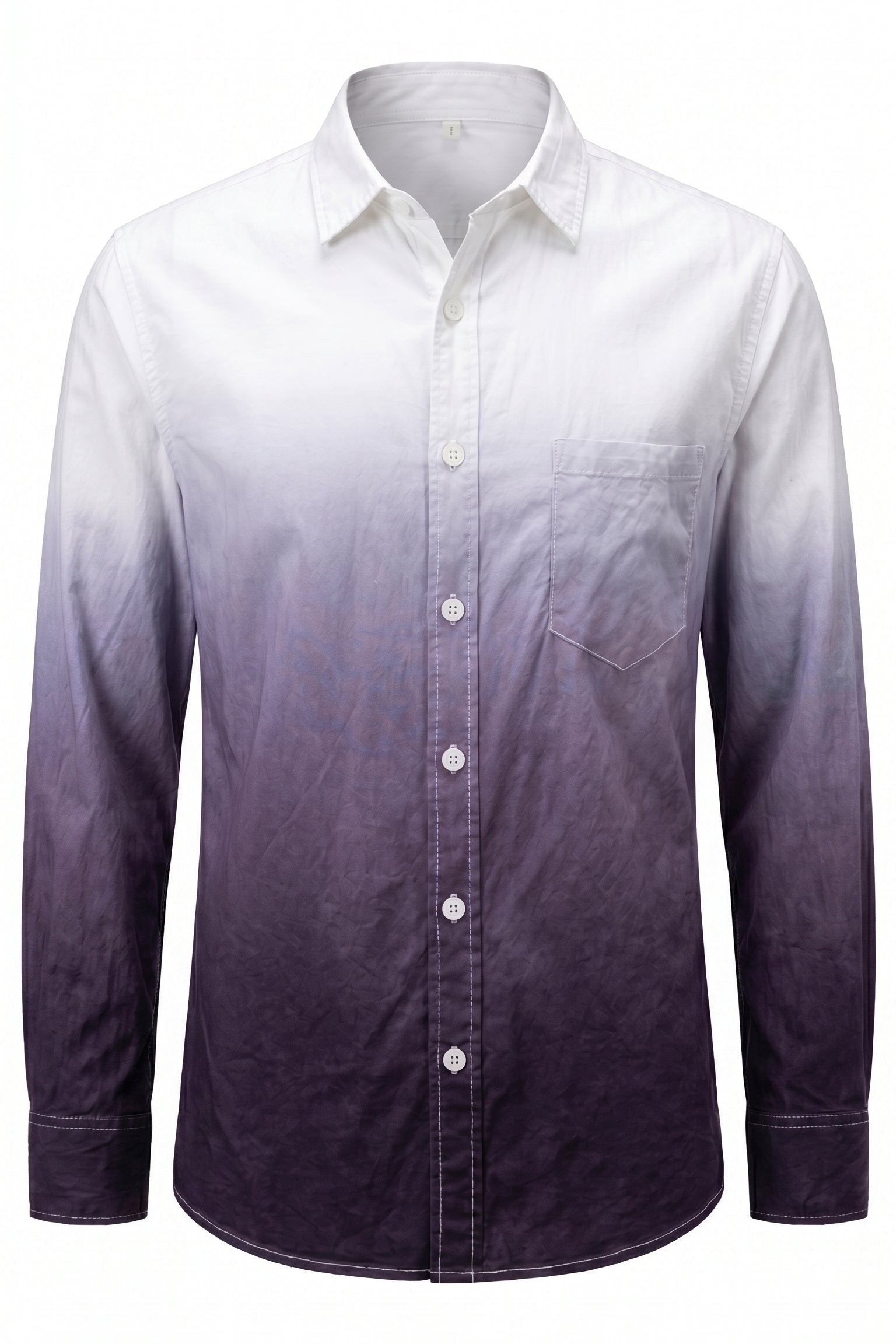 White and purple gradient men’s cotton button-up shirt