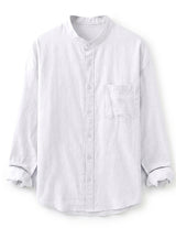 White men’s buttoned band collar summer shirt