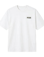 White men’s cotton-blend short sleeve T-shirt with chest graphic
