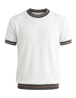 White men’s ribbed short sleeve T-shirt with contrast trim