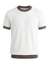 White men’s ribbed short sleeve T-shirt with contrast trim