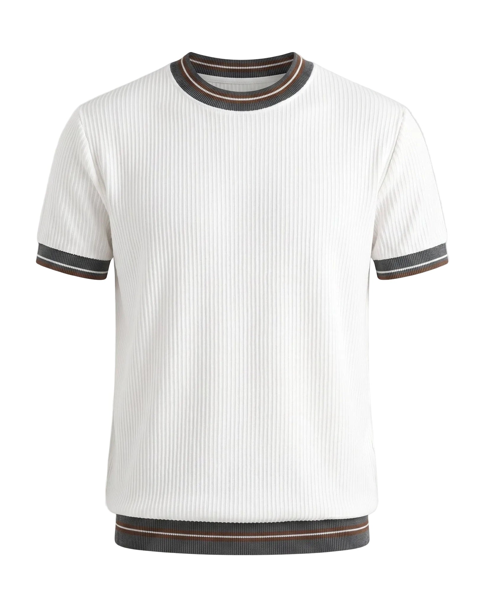 White men’s ribbed short sleeve T-shirt with contrast trim