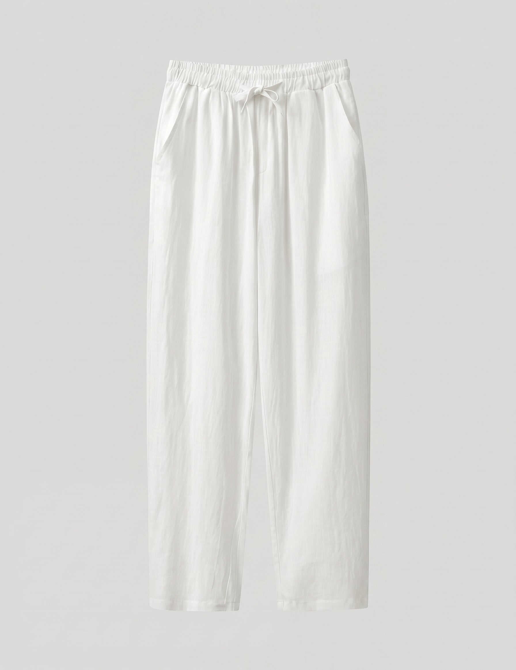 White pants on a light gray background