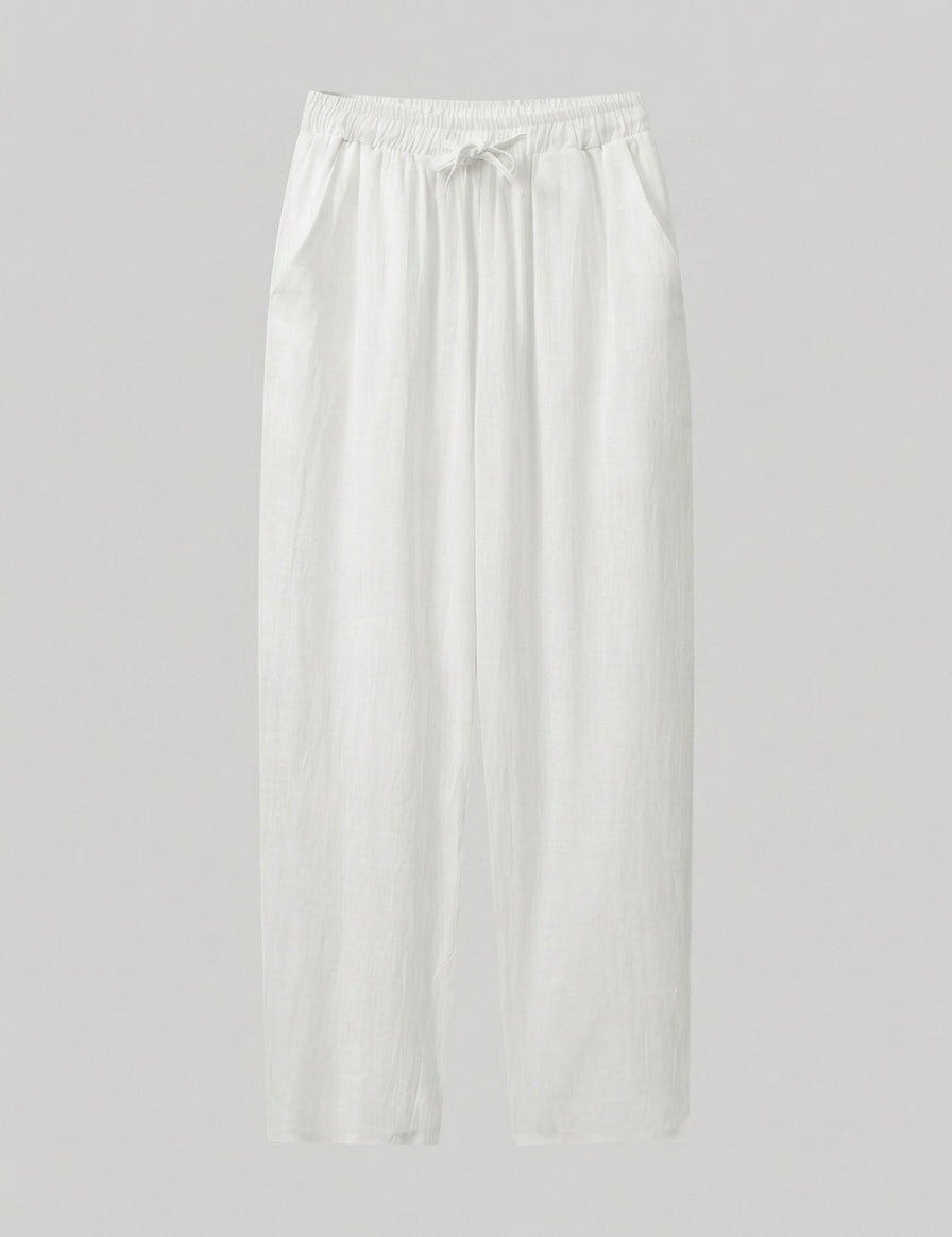 White pants on a light gray background