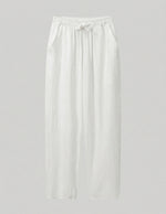 White pants on a light gray background