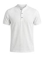 White polo shirt on a light gray background