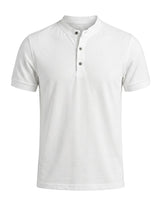 White polo shirt on a light gray background