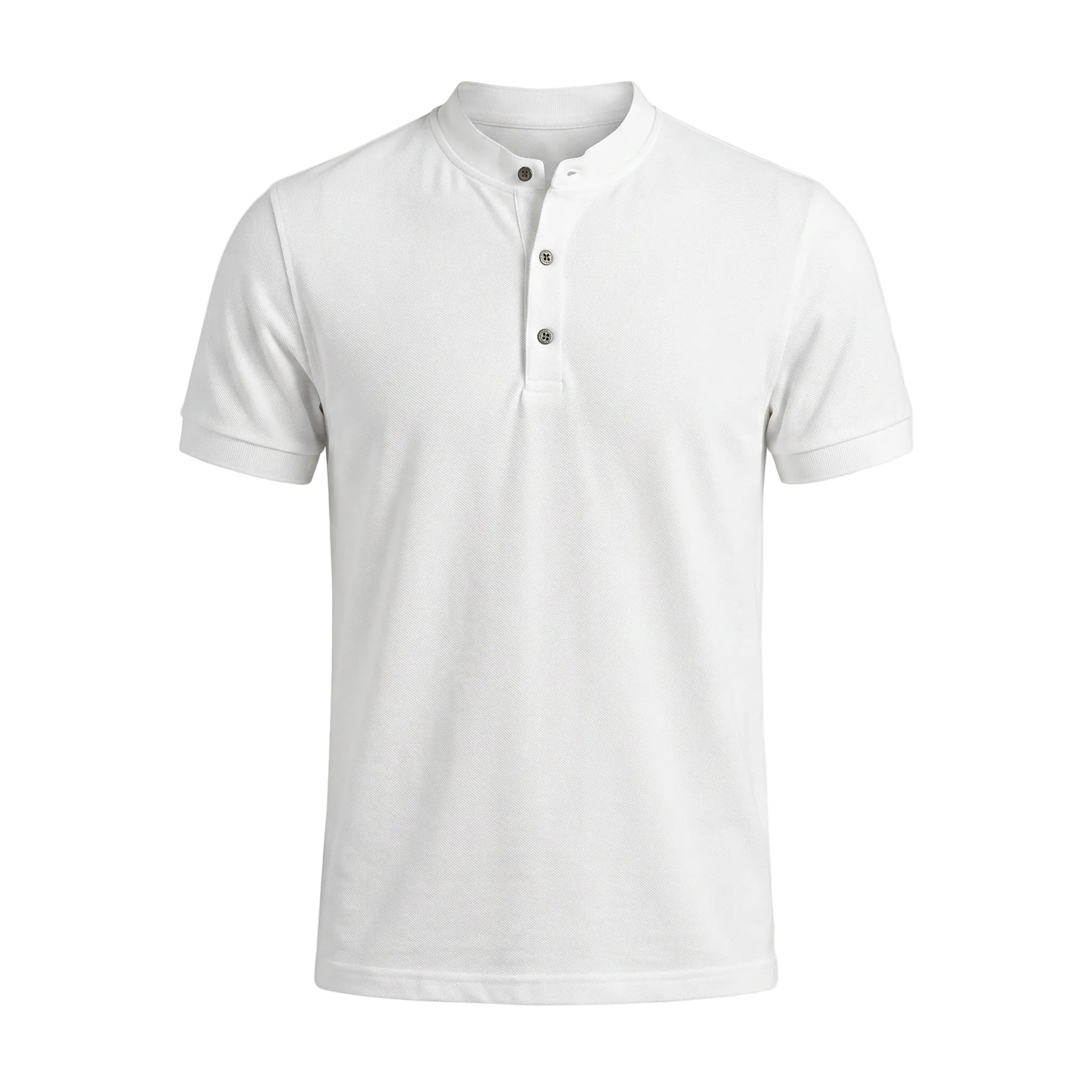 White polo shirt on a light gray background