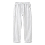 White relaxed-fit casual pants on a white background.