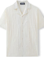 White short-sleeve shirt with a collar on a white background