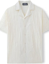 White short-sleeve shirt with a collar on a white background