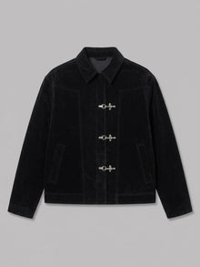 Acerra Men's Fireman-Clasp Velvet Work Jacket