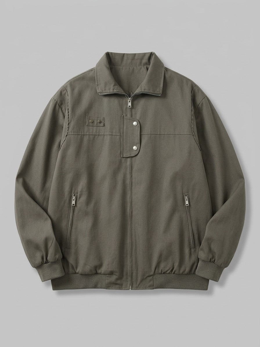 Acireale Men's Collared Snap-Tab Bomber Jacket — green — packshot