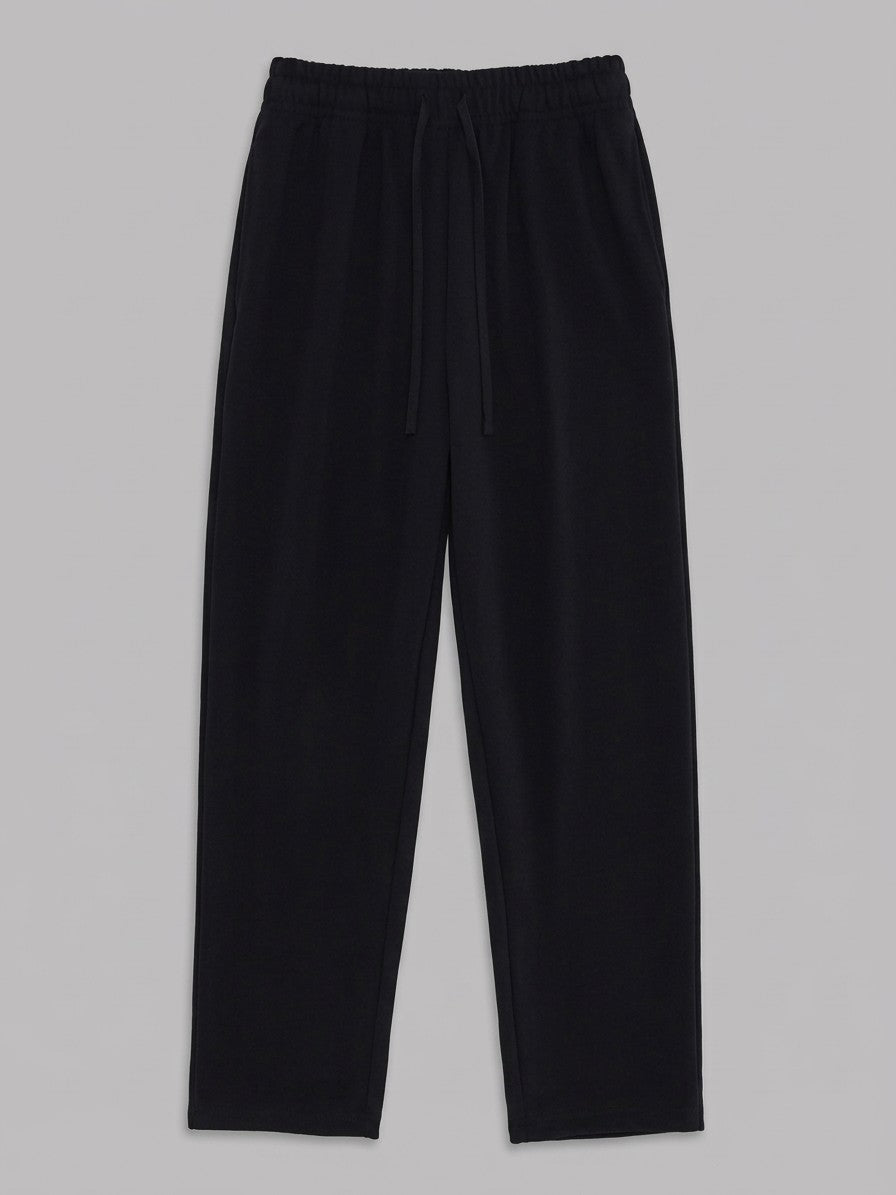 Acquapendente Men's Fleece-Lined Straight Baggy Sweatpants — black — packshot