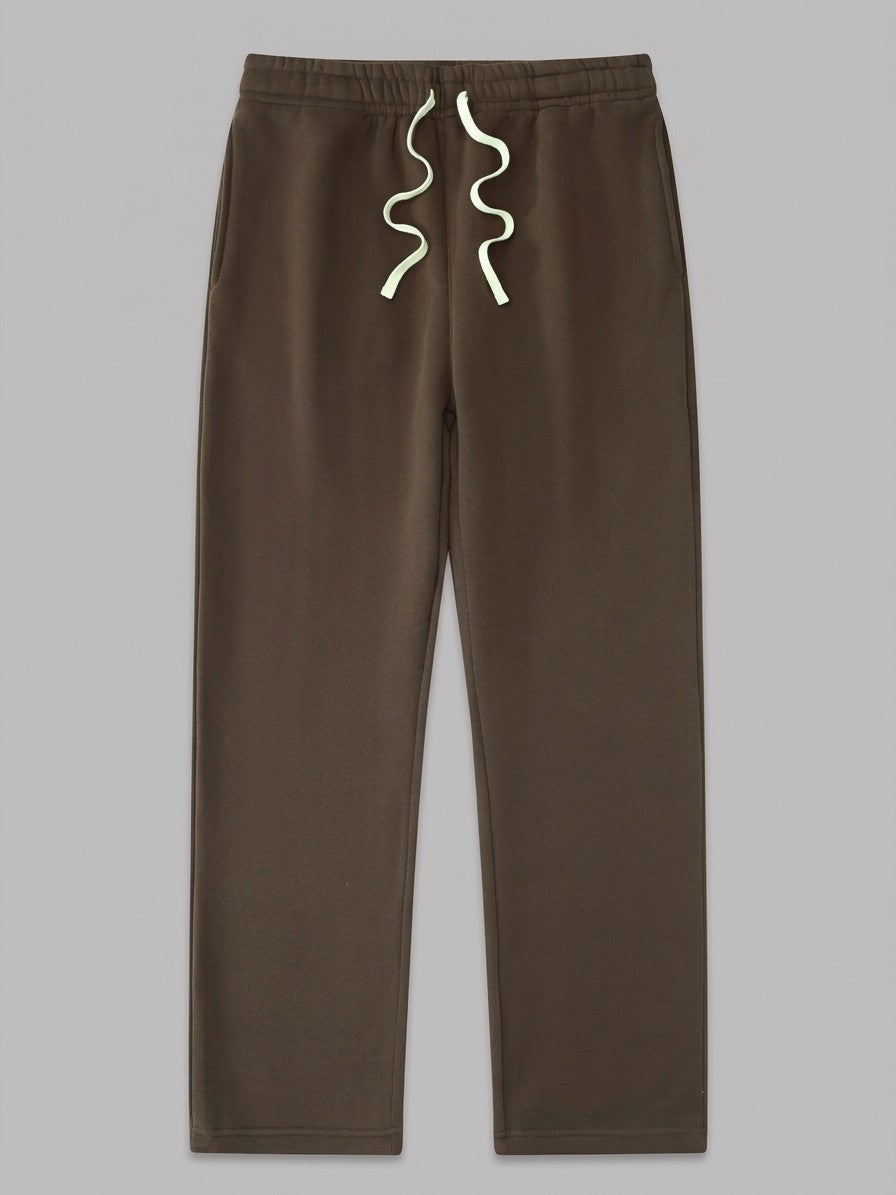 Acquapendente Men's Fleece-Lined Straight Baggy Sweatpants — brown — packshot