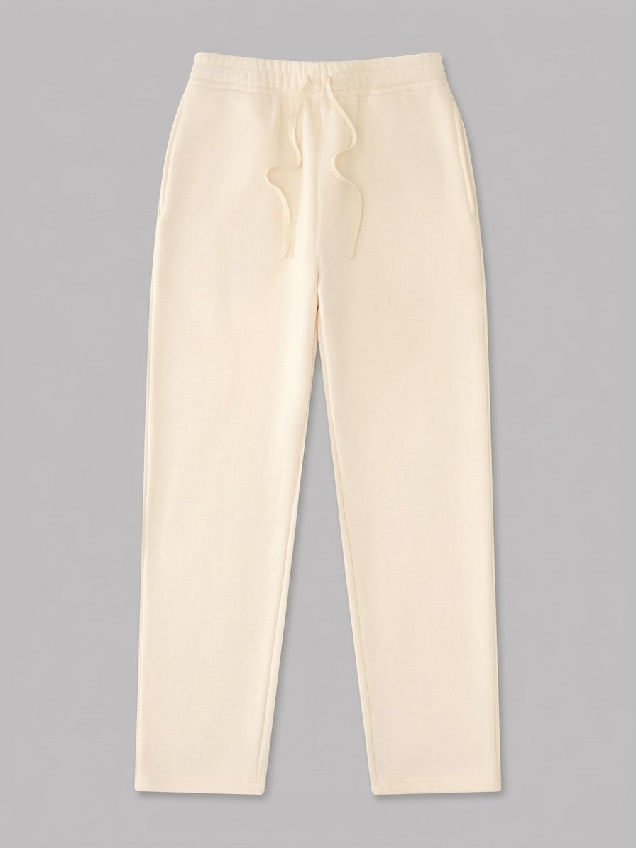 Acquapendente Men's Fleece-Lined Straight Baggy Sweatpants — cream — packshot