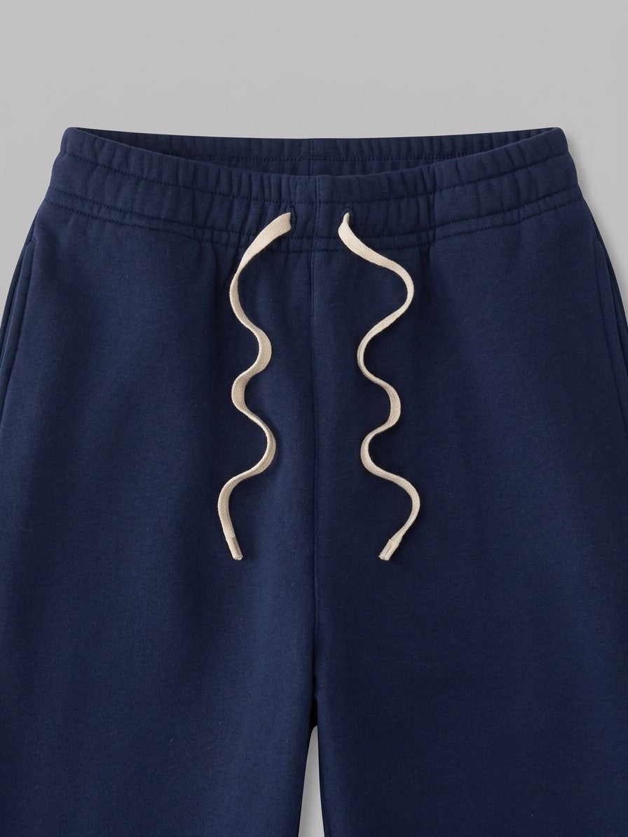 Acquapendente Men's Fleece-Lined Straight Baggy Sweatpants — navy — detail