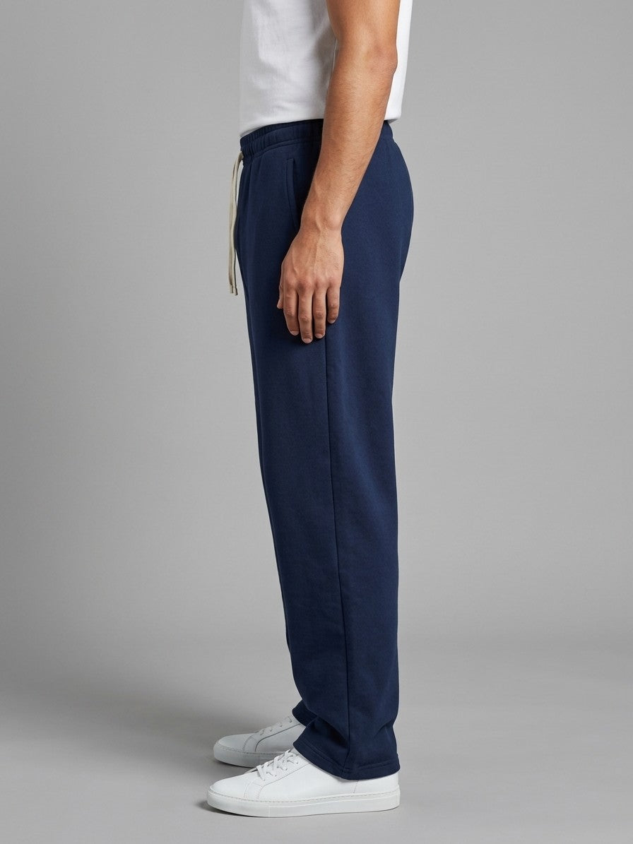 Acquapendente Men's Fleece-Lined Straight Baggy Sweatpants — navy — side